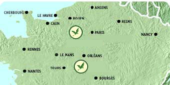 map showing the two center parks in france
