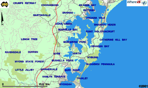whereis expanded view of the central coast, NSW ...